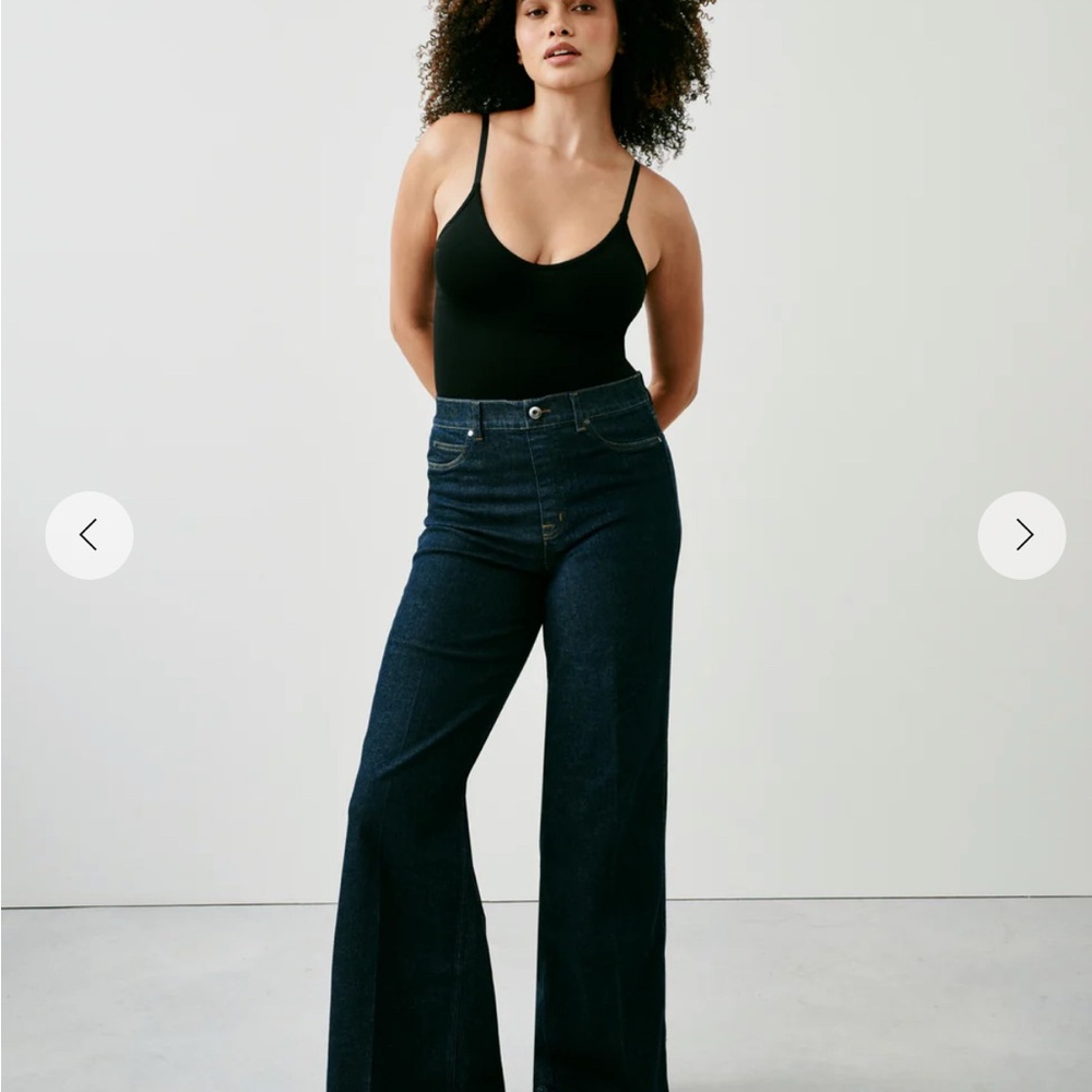 Spanx Dark Blue Wide-Leg Jeans